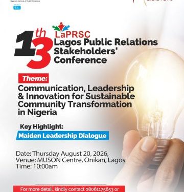 NIPR Lagos, Addefort set for 13th Lagos Public Relations Stakeholders’ Conference